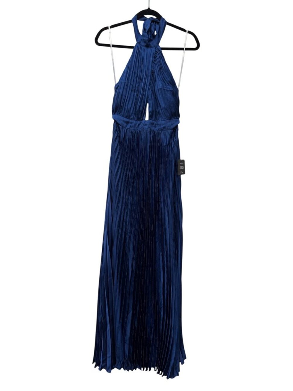 New Lulus Women's Size S Navy Blue Pleated Halter Maxi Dress With Cutout Detail